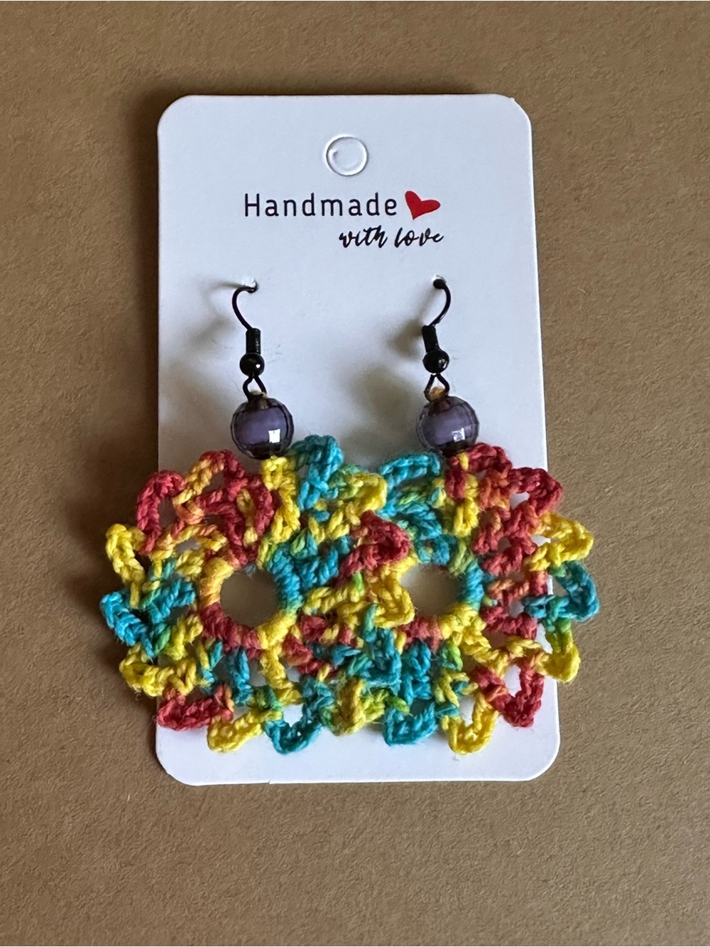 Handmade Multicolor Crochet Flower Earrings - Kids Accessories